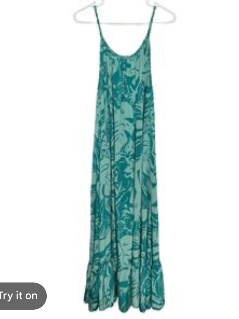 True Destinations Teal Tropical Maxi Dress - Picture 3 of 13